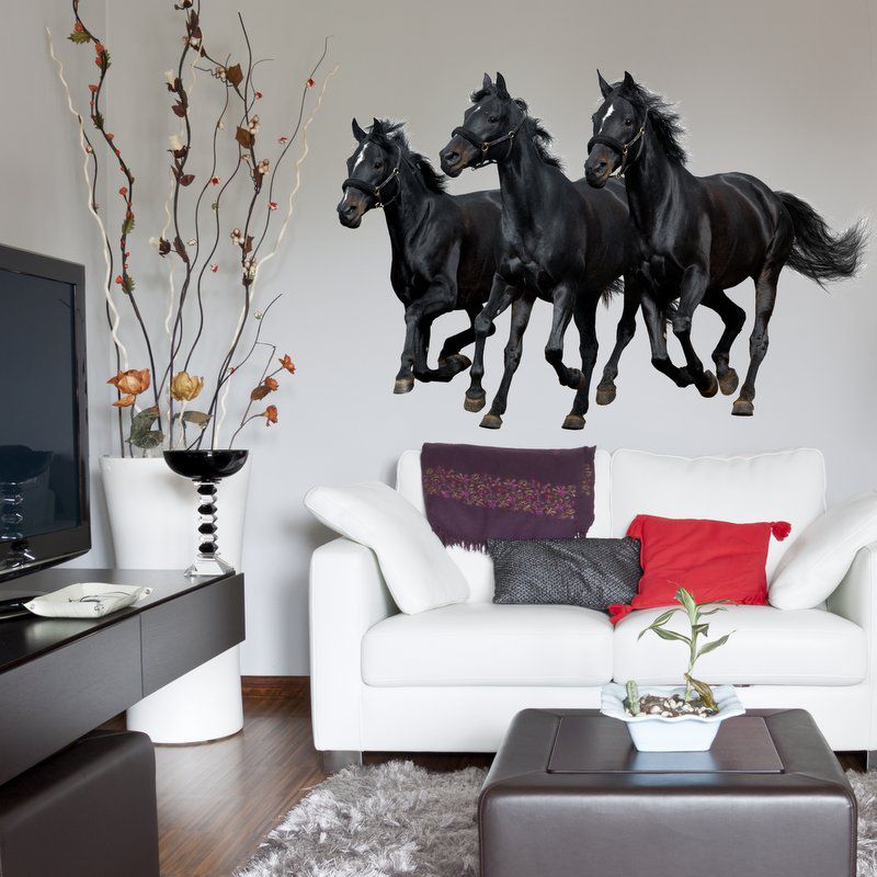 Zidna naljepnica s tri crna konja